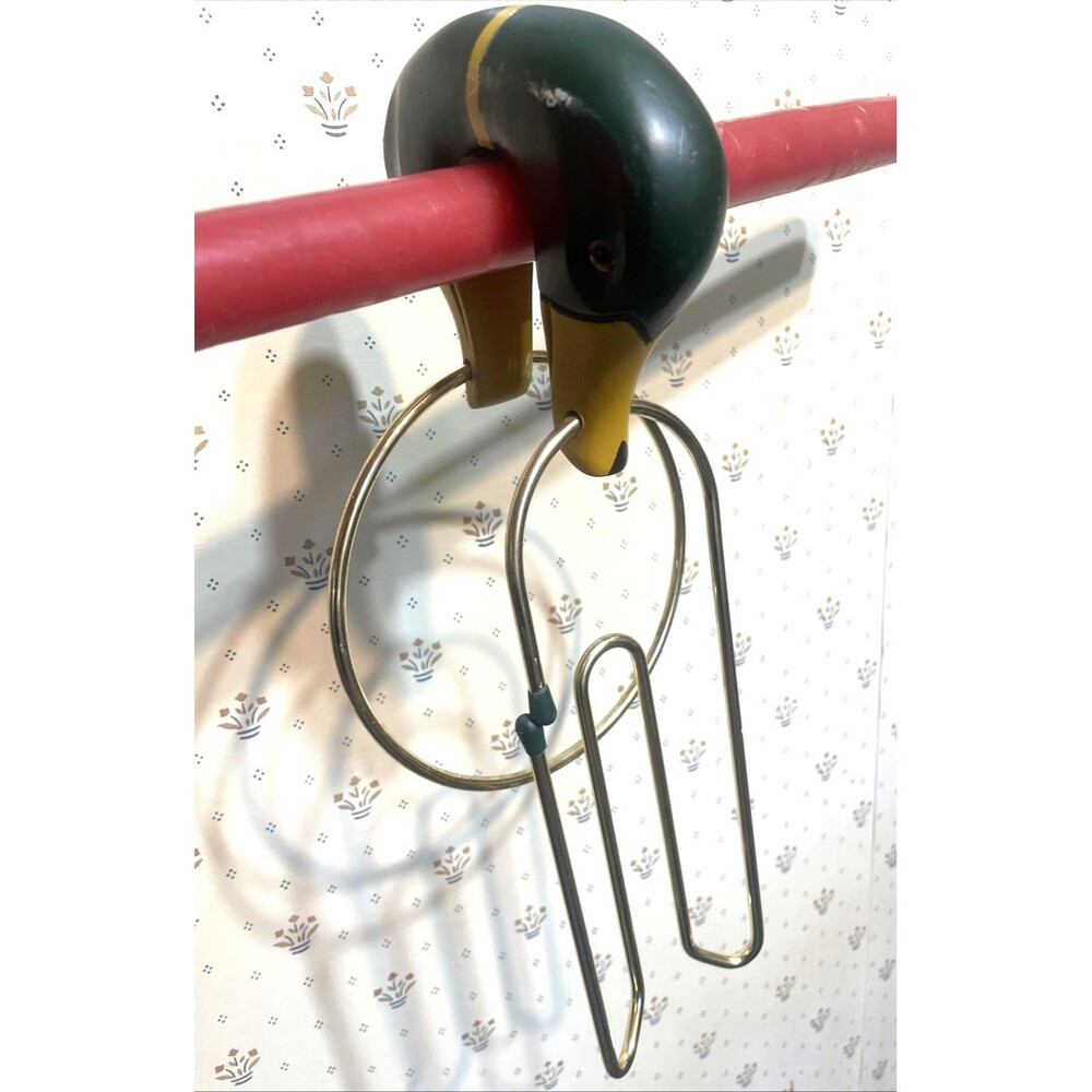 Rustic Vintage Mallard Duck Double Tie Belt Towel Closet Organizer Rack Hanger